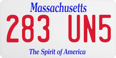 MA license plate 283UN5