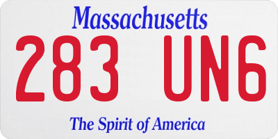 MA license plate 283UN6