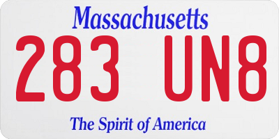 MA license plate 283UN8