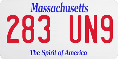 MA license plate 283UN9