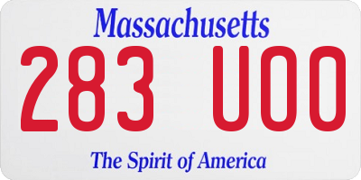 MA license plate 283UO0