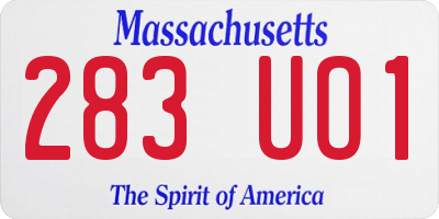 MA license plate 283UO1