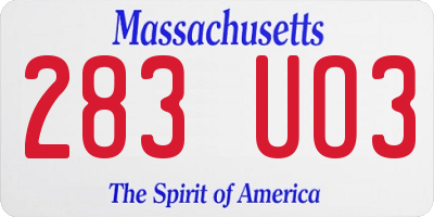 MA license plate 283UO3