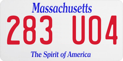 MA license plate 283UO4
