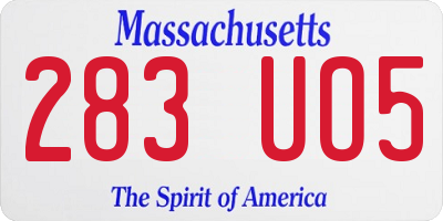MA license plate 283UO5