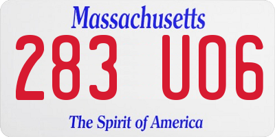 MA license plate 283UO6