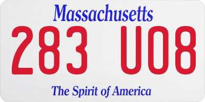 MA license plate 283UO8