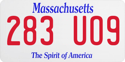 MA license plate 283UO9