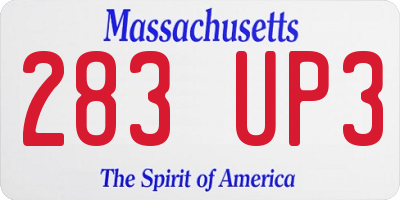 MA license plate 283UP3