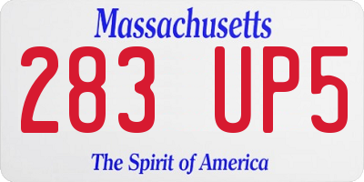 MA license plate 283UP5