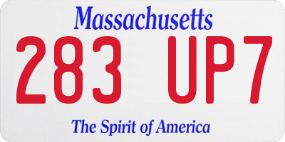 MA license plate 283UP7