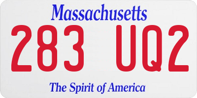 MA license plate 283UQ2