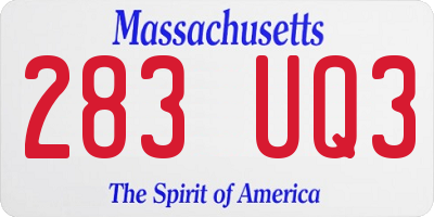 MA license plate 283UQ3