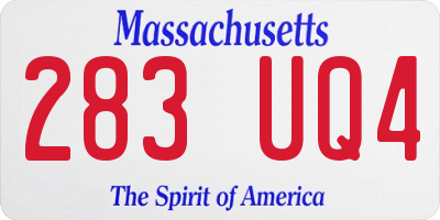 MA license plate 283UQ4