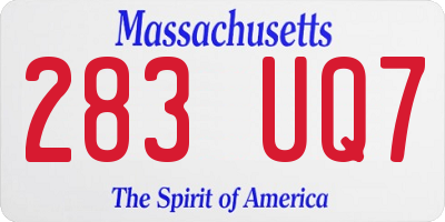 MA license plate 283UQ7