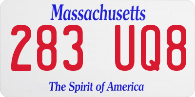 MA license plate 283UQ8