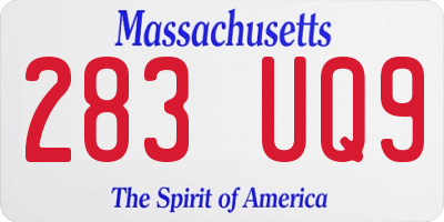 MA license plate 283UQ9