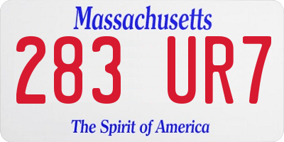 MA license plate 283UR7