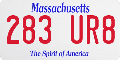MA license plate 283UR8