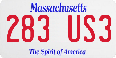 MA license plate 283US3