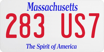 MA license plate 283US7