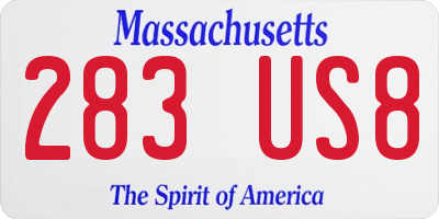 MA license plate 283US8