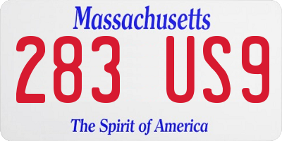 MA license plate 283US9