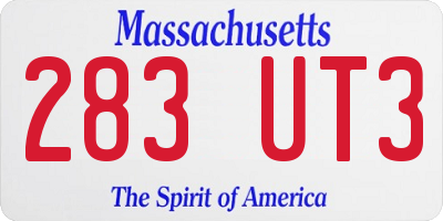 MA license plate 283UT3