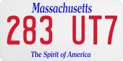 MA license plate 283UT7