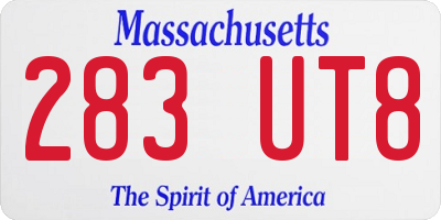 MA license plate 283UT8