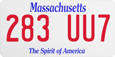 MA license plate 283UU7