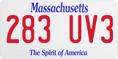MA license plate 283UV3