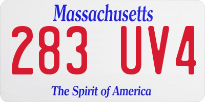 MA license plate 283UV4