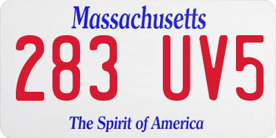 MA license plate 283UV5