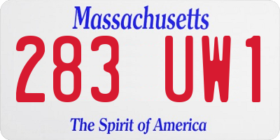 MA license plate 283UW1