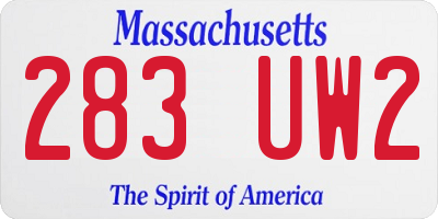 MA license plate 283UW2
