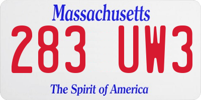 MA license plate 283UW3