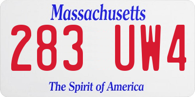 MA license plate 283UW4