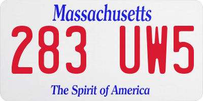 MA license plate 283UW5