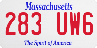 MA license plate 283UW6