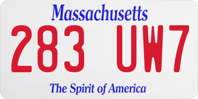 MA license plate 283UW7