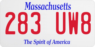 MA license plate 283UW8