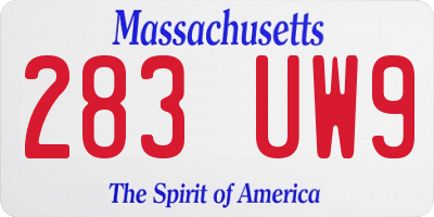 MA license plate 283UW9