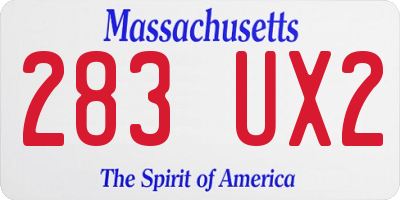 MA license plate 283UX2