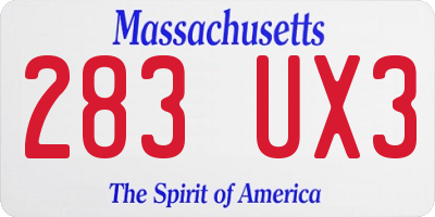 MA license plate 283UX3