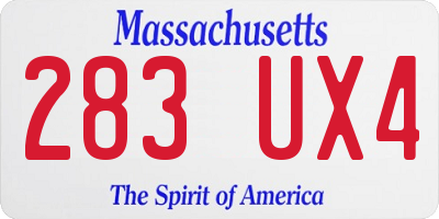 MA license plate 283UX4