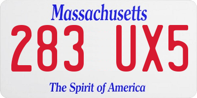 MA license plate 283UX5