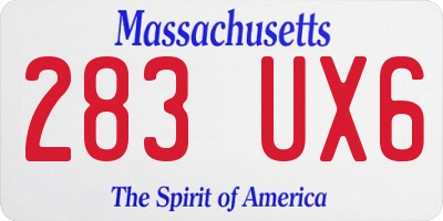 MA license plate 283UX6