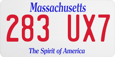 MA license plate 283UX7