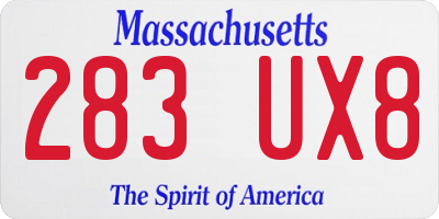 MA license plate 283UX8